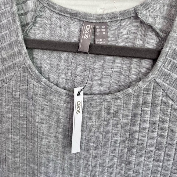 ASOS Gray Ribbed Midi Dress, Size 6 *NWT* - Picture 2 of 6